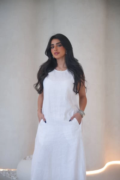 Linen white dress C:IB1071